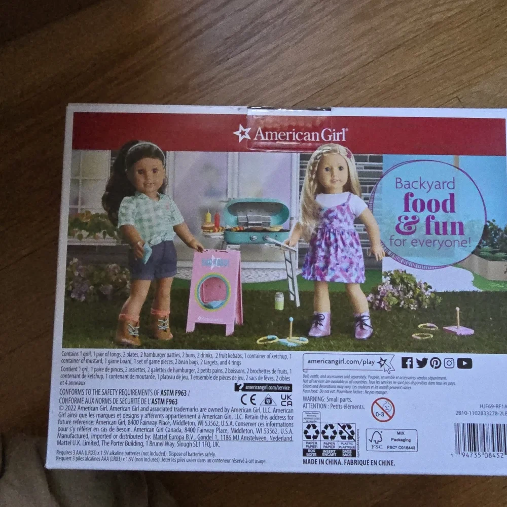 American Girl Grill And Games Set NIB